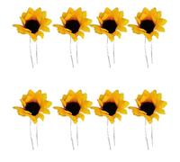 Cabilock 20pcs Sunflower and Daisy Hair Pins Set - Fabric Floral Hair Forks for Bun Updos - Retro U-Shaped Chopsticks for Weddings Festivals and Beach