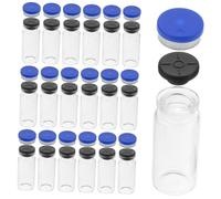 Cabilock 20pcs Transparent Glass Vials Clear Flat Bottom Bottles with Caps for Essential Oils Samples and Liquids Durable Leak Easy to Refill