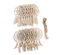 Cabilock 20pcs Unfinished Wooden Dream Catcher Kits for DIY Crafting Solid Wood Ornaments with Tassel Accents Lightweight Wall Hanging Decorations for Home and Commercial Spaces Boho Style