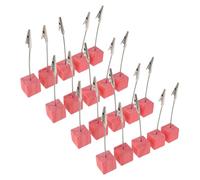 Cabilock 20pcs Vibrant Painted Wood Place Card Holders with Metal Clip Decorative Memo Clip Holder for Weddings Parties Business Cards Table Stands