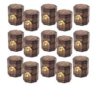 Cabilock 20pcs Vintage Hexagonal Pirate Goodie Boxes with Wood Texture, Foldable Paper Treasure Chest Party Candy Favor Boxes, Portable Coffee- Treasure Barrel Shape for Halloween Game