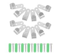 Cabilock 20Pcs Waterproof Metal Tarp Hooks with Screws and Green Expansion Plugs, Heavy Duty J Hooks for Garage Storage, Trailer Tarp Fasteners, Outdoor Camping and Rv Awning Support