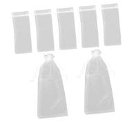 Cabilock 20pcs White Organza Wine Bottle Bags Reusable Mesh Drawstring Pouches for Party Favors Birthdays Weddings Elegant Gift Wrapping for Standard Red and Sparkling Bottles