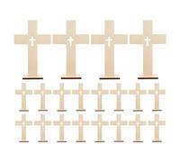 Cabilock 20pcs Wooden Cross Decorative Religious Craft for Easter Christian Crafts Bulk Small Standing Cross Decor