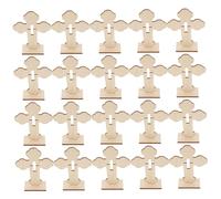 Cabilock 20pcs Wooden Crosses for Crafts DIY Unfinished Wood Cross Ornaments with Base Small Portable Baptism Centerpiece for Table First Communion Christmas Church Decor