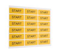 Cabilock 20pcs Yellow Start Label Stickers for Machines, Self-adhesive Start Sign Decals, Small English Instruction Markers for Industrial Equipment Control Panels