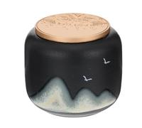 Cabilock 230ML Ceramic Jars for Loose Tea, Tea Bag Storage Canister with Lids Airtight, Vintage Chinese Style Tin for Sugar Sugar Kitchen Spice Condiment (Black)