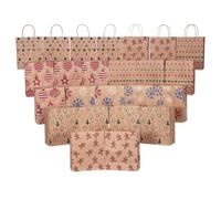 Cabilock 24 PCS Kraft Christmas Bags, 6 Style Christmas Bags for Gifts, Wrapping Bag Gift Wrap Xmas Present with Handle, Small Paper Box for Festival Party