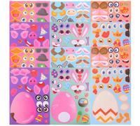 Cabilock 24 Sheets Easter Theme DIY Stickers with Easy-to-Remove Paper Material Creative Easter Egg Decorations for Festival Fun