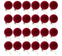 Cabilock 24pcs Dark Red Flocked Hanging Decoration Balls 5cm Shatterproof Xmas Holiday Ornaments for Christmas Tree and Valentine’s Day Home Decor
