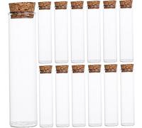 Cabilock 24pcs Glass Sample Vials Mini Cork Bottles for Liquids (60ml) Laboratory Hospital Use