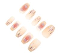 Cabilock 24pcs Gradient Press Nails for Women Short Coffin Shape with Flower Rhinestone Design Reusable Full Cover Fake Nails Ice Transparent Finish with Chic Ballet Style and Icy Shine