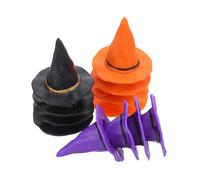 Cabilock 24pcs Halloween Mini Witch Hats Soft Plastic Wine Bottle Toppers Dollhouse Accessories DIY Craft Supplies for Party Decorations and Roleplaying Events
