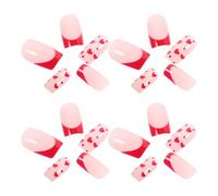 Cabilock 24pcs Heart-shaped Fake Nails for Valentine S Day Abs Nail Tips Kit Reusable Romantic Art for Women and Teens Portable and Easy to Apply