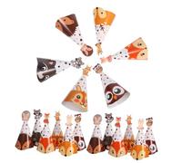 Cabilock 24pcs Jungle Animal Birthday Party Cone Hats with Elastic Band Fun Paper Caps for Celebrations Lightweight Wear Resistant Decorations for School Events and Group Activities
