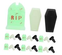 Cabilock 24pcs Mini Coffin Halloween Ornaments Spooky Terrarium Figurines with Moonlight and Black Coffins Multipurpose Small Storage Boxes for Haunted House Fairy Garden and Prank Party
