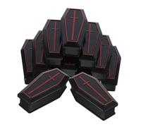 Cabilock 24pcs Mini Halloween Coffin Boxes Small Prank Props Portable Dollhouse Miniature Coffin Decorations for Fairy Garden Terrarium and Halloween Party Favors