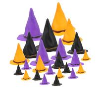 Cabilock 24pcs Mini Halloween Witch Hat Bottle Toppers Halloween Decorative Props Mixed Color Witch Hats for Party Bottle Cap Decoration and DIY Supplies