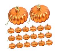 Cabilock 24pcs Mini Plastic Pumpkin Hanging Ornaments with Strings for Fall Decoration Lightweight Orange Balls for Thanksgiving Halloween Party Farmhouse Harvest Tree and Home Decor