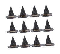 Cabilock 24pcs Mini Witch Hats for Halloween Dollhouse Miniatures Black Wicked Hat Decorations DIY Craft Supplies for Party Favors Wine Bottle Toppers and Holiday Displays
