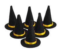 Cabilock 24PCS Mini Witch Hats, Handmade Black Felt Miniature Witch Hat Decorations, Small Headwear Halloween Wine Bottle Diy Crafts Decor Party Supplies
