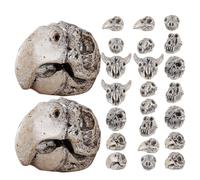 Cabilock 24pcs Miniature Skeleton Figurines Resin Ornaments Vintage Animal Bone Models for Micro Landscapes and Desktop Decor, Versatile DIY Scene Building Halloween Decoration