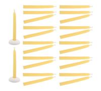 Cabilock 24pcs Natural Beeswax Taper Candles with Candlesticks Dripless Smokeless Mini Meditation Candles for Yoga Relaxation Spiritual Prayer Aromatherapy and Mindfulness Rituals