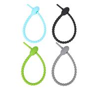 Cabilock 24pcs Reusable Silicone Cable Ties Food Safe Silicone Bands for Kitchen Multiple Usage Reusable Food Ties for Bundling and Organizing Random Color