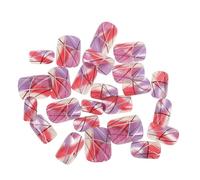 Cabilock 24pcs Short Nails Square Fake Nails Press Glue Shine Finish Square Gradient Design Messy Line Stick Fingernail Full Cover for Women Girls