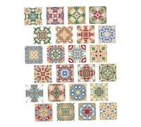 Cabilock 24Pcs Vintage Tile Decals Removable Peel and Stick Kitchen Wall Stickers for DIY Renovation Self-Adhesive Mosaic Tiles with Elegant Design Easy Installation Home Decor