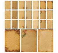 Cabilock 24pcs Writing Papers Retro Letter Papers Assorted Color Kraft Smooth Writing Multi Application for Painting Copying Poems Vintage Style Artistic Pattern Stationery