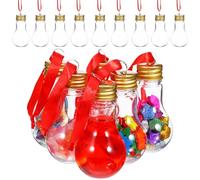 Cabilock 25 Pcs Clear Fillable Light Bulb Ornaments for Christmas Tree Decorations Plastic Baubles with Gold Caps DIY Craft Party Supplies for Holiday Drinks and Festive Displays