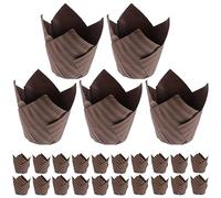 Cabilock 250pcs Tulip Cupcake Cases - Greaseproof Baking Cups Liners, Standard Size Muffin Cases for Cupcakes, Muffins, Birthday, Wedding Party Baking Supplies (Brown)