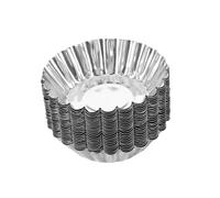 Cabilock 25pcs Aluminum Egg Tart Molds with Elegant Chrysanthemum Design Heat Resistant Mini Baking Pans for Tarts Pies Puddings Cookies Versatile Bakeware for Home Bakers and Pastry