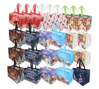 Cabilock 25Pcs Christmas Non Woven Tote Bags Santa Packing Bags for Holiday Shopping Party Supplies Giving Reusable Capacity Versatile for Home School and Travel