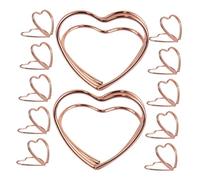 Cabilock 25pcs Rose Gold Heart Shaped Metal Photo Card Holders for Weddings Parties Office Sturdy Double Table Centerpiece Clips for Business Cards and Photos Romantic Event Decor