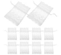 Cabilock 25pcs White Sheer Organza Bags with Drawstring Lace Elegant Mesh Jewelry Pouches for Wedding Favors Candy Treats Small Storage and Christmas Party Supplies