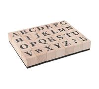 Cabilock 28pcs Wooden Alphabet Letter Stamps Set for Scrapbooking and Art Projects, Vintage Style Rubber and Wood Material with Impressions and Effortless Marking for Clay Crafts