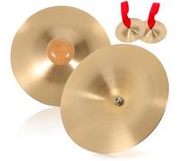 Cabilock 2pairs Boy Girl's Cymbal Wooden Knobs for Belly Dance Lover Musical Finger Cymbals Percussion Instrument for Dance Party