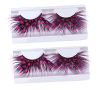 Cabilock 2Pairs Deluxe Pink False Eyelashes Reusable Charming Style for Party Dance Costume Women Glamorous Eye Makeup Accessory