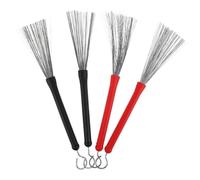 Cabilock 2pairs Jazz Drum Steel Brushes Wire Brush for Practice Drumsticks Handle for Percussion Instruments