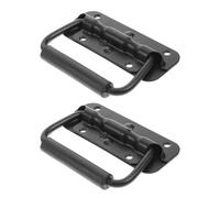 Cabilock 2pcs 100mm Black Iron Spring Folding Pull Handles Heavy Duty Grab Handles for Industrial Equipment Boxes Tool Storage Cases with Self-Locking Pin, Suitable for Warehouse