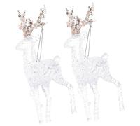 Cabilock 2pcs Acrylic Christmas Elk Hanging Ornaments Transparent Xmas Tree Pendants for Holiday Party Decor Xmas Elk Decorations for Winter Theme and Festive Home Display