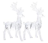 Cabilock 2pcs Acrylic Christmas Reindeer Ornaments Clear Elk Decors Reindeer Sculpture Christmas Deer Adornment Table Top Decorations Table Centerpiece