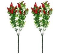 Cabilock 2pcs Artificial Pepper Bunch Faux Chili Stem Vegetables Bouquet Decoration for Vase, Plastic Material with Realistic Visual Experience, Suitable for Weddings and Seasons Home