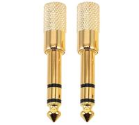 Cabilock 2pcs Audio Jack Adapter Male to Female Connector in Golden Zinc Alloy with Fit and Wide Compatibility for Video Playback Devices and Speakers
