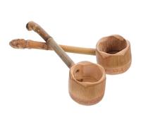 Cabilock 2pcs Bamboo Water Ladle: Long Handle Traditional Scoop for Water - Bamboo Kitchen Dipper for Home Sauna Garden Tea Ceremony