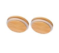 Cabilock 2pcs Bamboo Wood Mason Jar Lids Airtight Reusable Cup Covers Round Sealing Tops for Cans and Jars Sturdy Leak-Proof Food Storage for Glass and Bottles