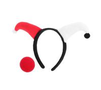 Cabilock 2pcs Black White Red Clown Hat Headbands with Nose for Halloween Party Dress Up Accessory for Adults Women