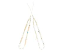 Cabilock 2PCS Bohemia Beaded Phone Lanyard Set with Soft Clay Imitation Pearls, Decorative Cellphone Charm Strap for Women, Camera Hanging Lanyard in Beige and White, Anti-Lost Mobile Phone